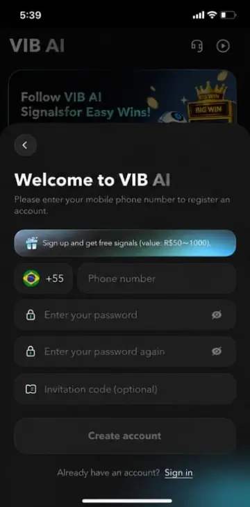 Create account