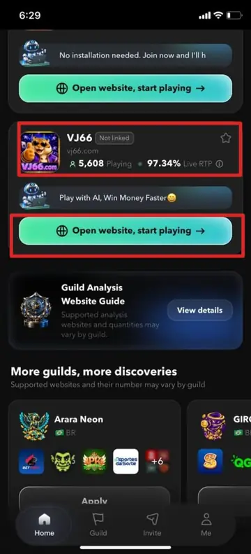 Open website