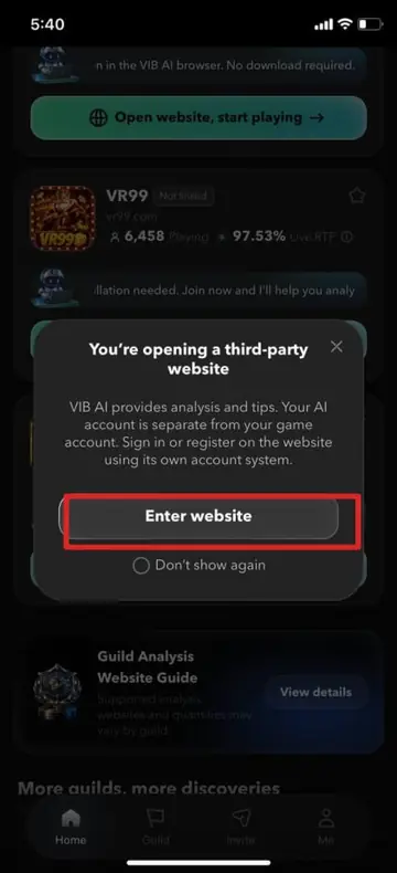 Enter website